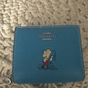Coach Sky Blue Wallet with Peanuts Design